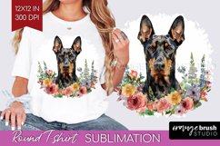 Floral Dog Round Tshirt Background - Flowers PNG Sublimation Product Image 1