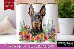 Floral Dog Tumbler Wrap - Flowers Tumbler PNG Sublimation Product Image 1