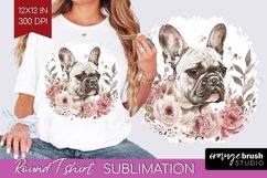 Floral Dog Round Tshirt Background - Flowers PNG Sublimation Product Image 1