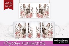 Floral Dog Mug Wrap - Flowers Mug PNG Sublimation Product Image 1
