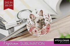 Floral Dog Keychain PNG - Flowers Keychain Sublimation Product Image 1
