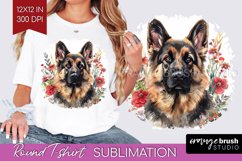 Floral Dog Round Tshirt Background - Flowers PNG Sublimation Product Image 1