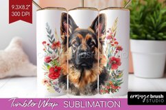 Floral Dog Tumbler Wrap - Flowers Tumbler PNG Sublimation Product Image 1