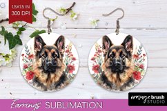 Floral Dog Round Earrings - Flowers PNG Sublimation Product Image 1
