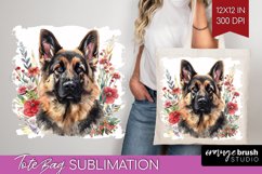 Floral Dog Tote Bag - Flowers Tote Bag PNG Sublimation Product Image 1