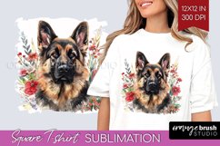 Floral Dog Square Tshirt Background - Flowers PNG Product Image 1