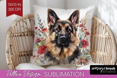 Floral Dog Pillow Sublimation - Flowers Pillow Cover PNG Product Image 1