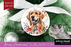 Floral Dog Ornament PNG - Flowers PNG Sublimation Product Image 1