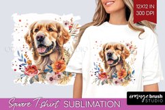 Floral Dog Square Tshirt Background - Flowers PNG Product Image 1