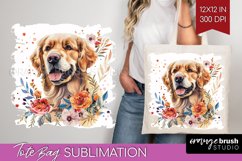 Floral Dog Tote Bag - Flowers Tote Bag PNG Sublimation Product Image 1