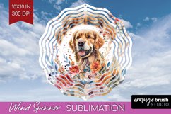 Floral Dog Wind Spinner Sublimation PNG - Flowers Round Product Image 1