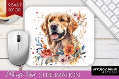 Floral Dog Mouse Pad Sublimation - Flowers Mousepad PNG Product Image 1