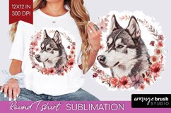 Floral Dog Round Tshirt Background - Flowers PNG Sublimation Product Image 1