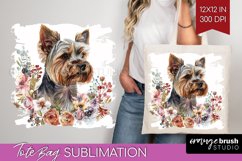 Floral Dog Tote Bag - Flowers Tote Bag PNG Sublimation Product Image 1