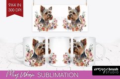Floral Dog Mug Wrap - Flowers Mug PNG Sublimation Product Image 1