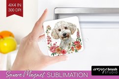 Floral Dog Magnet Sublimation - Flowers Square Magnet PNG Product Image 1
