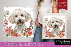 Floral Dog Tote Bag - Flowers Tote Bag PNG Sublimation Product Image 1