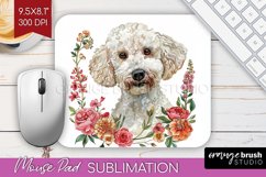 Floral Dog Mouse Pad Sublimation - Flowers Mousepad PNG Product Image 1