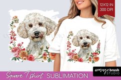 Floral Dog Square Tshirt Background - Flowers PNG Product Image 1