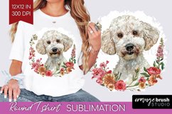 Floral Dog Round Tshirt Background - Flowers PNG Sublimation Product Image 1