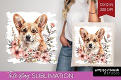 Floral Dog Tote Bag - Flowers Tote Bag PNG Sublimation Product Image 1