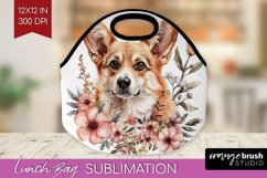 Floral Dog Lunch Bag - Flowers Lunch Bug PNG Sublimation Product Image 1
