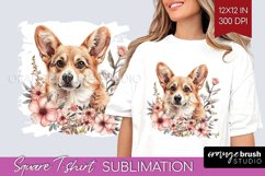 Floral Dog Square Tshirt Background - Flowers PNG Product Image 1