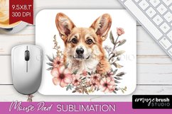 Floral Dog Mouse Pad Sublimation - Flowers Mousepad PNG Product Image 1