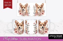 Floral Dog Mug Wrap - Flowers Mug PNG Sublimation Product Image 1