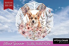 Floral Dog Wind Spinner Sublimation PNG - Flowers Round Product Image 1