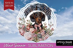 Floral Dog Wind Spinner Sublimation PNG - Flowers Round Product Image 1