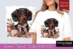 Floral Dog Square Tshirt Background - Flowers PNG Product Image 1