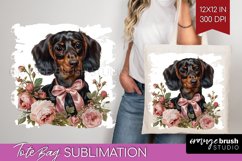 Floral Dog Tote Bag - Flowers Tote Bag PNG Sublimation Product Image 1