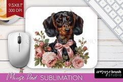 Floral Dog Mouse Pad Sublimation - Flowers Mousepad PNG Product Image 1