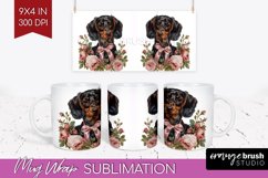 Floral Dog Mug Wrap - Flowers Mug PNG Sublimation Product Image 1