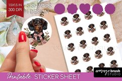 Floral Dog Round Sticker - Flowers Printable Sticker Sheet Product Image 1