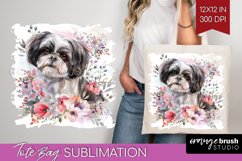 Floral Dog Tote Bag - Flowers Tote Bag PNG Sublimation Product Image 1