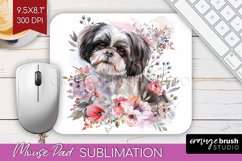 Floral Dog Mouse Pad Sublimation - Flowers Mousepad PNG Product Image 1
