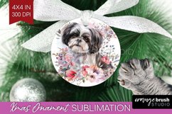 Floral Dog Ornament PNG - Flowers PNG Sublimation Product Image 1