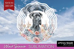 Floral Dog Wind Spinner Sublimation PNG - Flowers Round Product Image 1