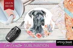Floral Dog Car Coaster - Flowers Coaster PNG Sublimation Product Image 1