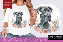 Floral Dog Round Tshirt Background - Flowers PNG Sublimation Product Image 1