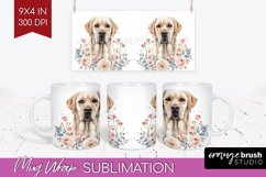 Floral Dog Mug Wrap - Flowers Mug PNG Sublimation Product Image 1