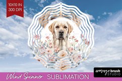 Floral Dog Wind Spinner Sublimation PNG - Flowers Round Product Image 1