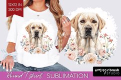 Floral Dog Round Tshirt Background - Flowers PNG Sublimation Product Image 1