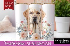 Floral Dog Tumbler Wrap - Flowers Tumbler PNG Sublimation Product Image 1