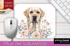 Floral Dog Mouse Pad Sublimation - Flowers Mousepad PNG Product Image 1