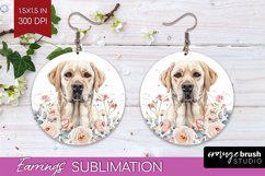 Floral Dog Round Earrings - Flowers PNG Sublimation Product Image 1