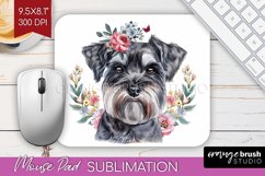 Floral Dog Mouse Pad Sublimation - Flowers Mousepad PNG Product Image 1