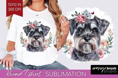 Floral Dog Round Tshirt Background - Flowers PNG Sublimation Product Image 1